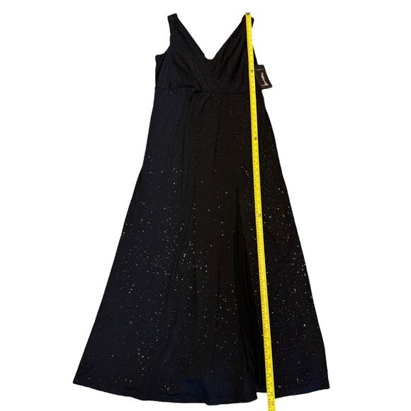 Ever Pretty Black Sparkle V Neck Maxi Party Dinner Dress Size 16 - Picture 5 of 7